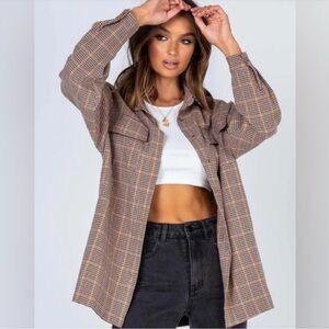 Princess Polly Plaid Button-Up Oversized Shirt. Size 0. Normcore EclecticGrandpa